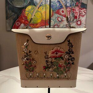 Vintage 1960s Jewel Tone “Regency” Style Embellished Floral Handbag